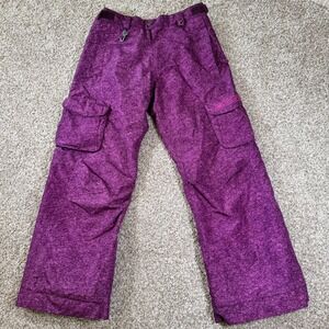 686 Smarty Youth Girls L Pink Purple Heather Cargo Snowboarding Ski Pants